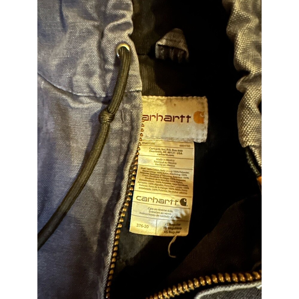 Vintage Faded & Distressed Navy Carhartt Hooded Canvas Work Jacket - Picture 2 of 8